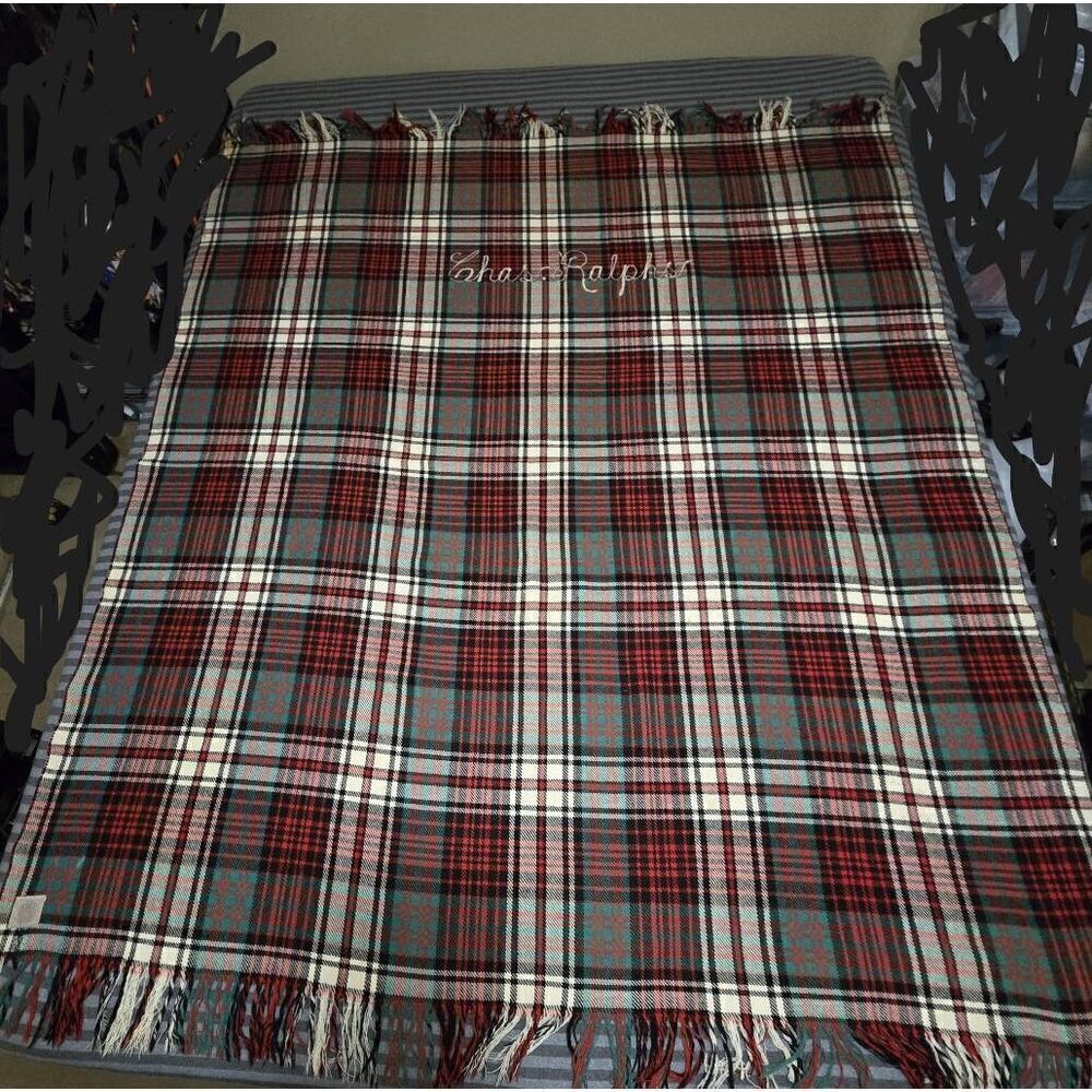 JACK FROST VINTAGE WOOL TARTAN PLAID THROW BLANKET UTAH WOOLEN MILLS 58" X 65"